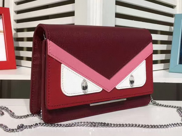 Fendi Wallet On Chain in Bordeaux Leather with Inlays For Sale