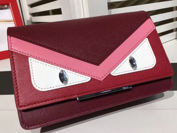 Fendi Wallet On Chain in Bordeaux Leather with Inlays For Sale