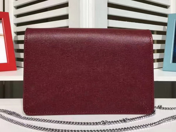 Fendi Wallet On Chain in Bordeaux Leather with Inlays For Sale