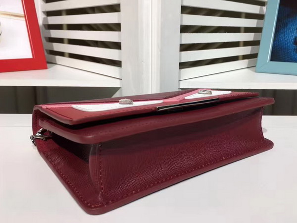 Fendi Wallet On Chain in Bordeaux Leather with Inlays For Sale