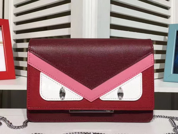 Fendi Wallet On Chain in Bordeaux Leather with Inlays For Sale