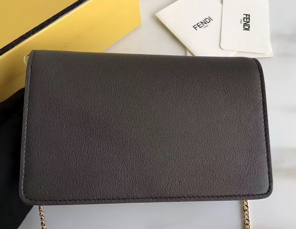 Fendi Wallet On Chain in Coal Coloured Leather with Multicoloured Studs For Sale