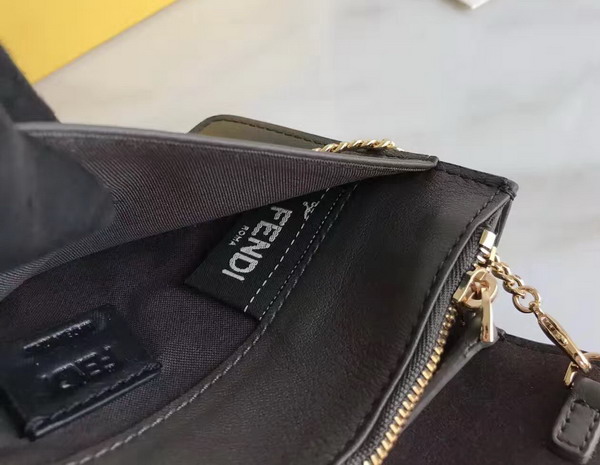 Fendi Wallet On Chain in Coal Coloured Leather with Multicoloured Studs For Sale