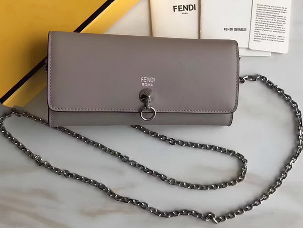 Fendi Wallet On Chain in Dove Grey Calfskin For Sale