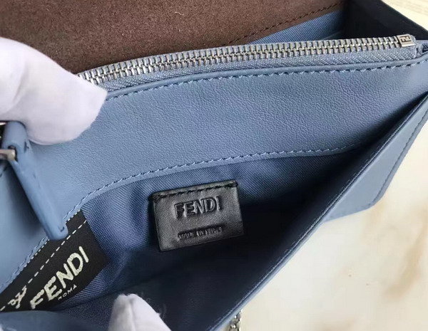 Fendi Wallet On Chain in Light Blue Leather with Multicoloured Studs For Sale