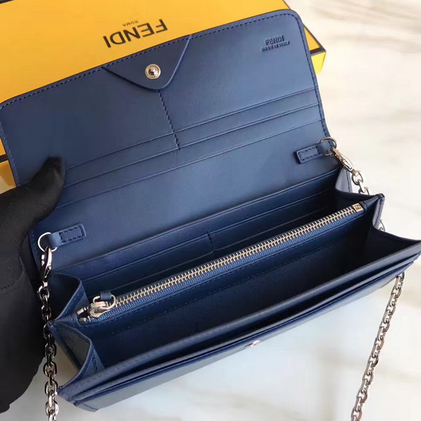 Fendi Wallet On Chain in Midnight Blue Calfskin For Sale