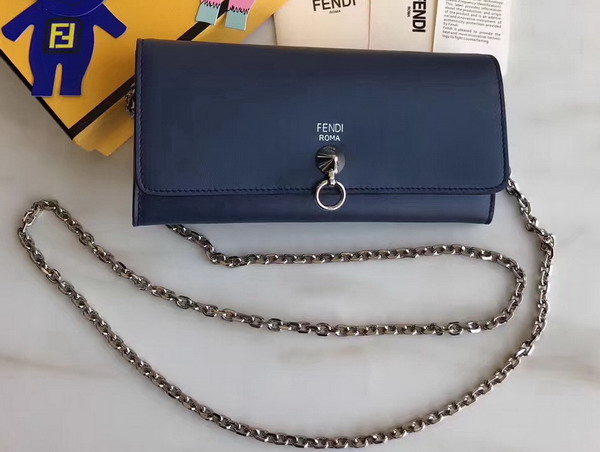 Fendi Wallet On Chain in Midnight Blue Calfskin For Sale