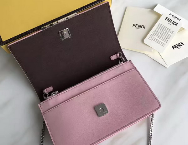 Fendi Wallet On Chain in Pink Leather with Multicoloured Studs For Sale