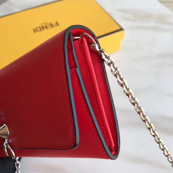 Fendi Wallet On Chain in Red Calfskin For Sale