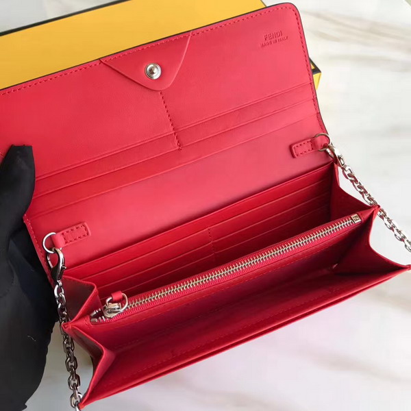 Fendi Wallet On Chain in Red Calfskin For Sale