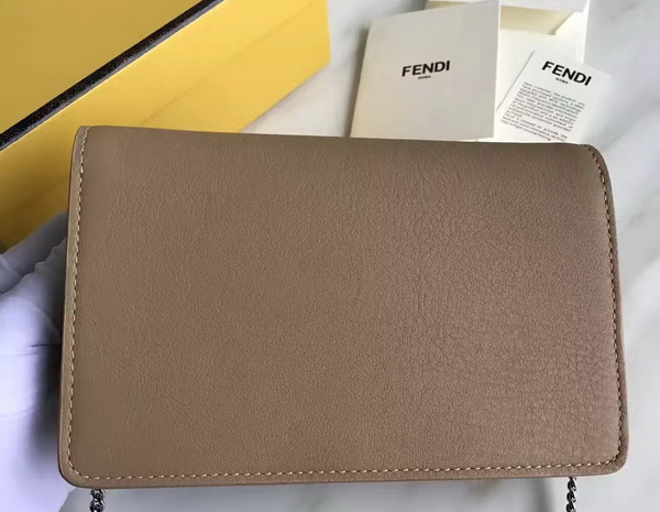 Fendi Wallet On Chain in Tan Leather with Multicoloured Studs For Sale