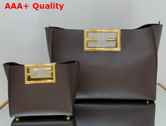 Fendi Way Medium Dark Brown Leather Bag Replica