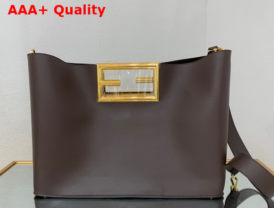 Fendi Way Medium Dark Brown Leather Bag Replica