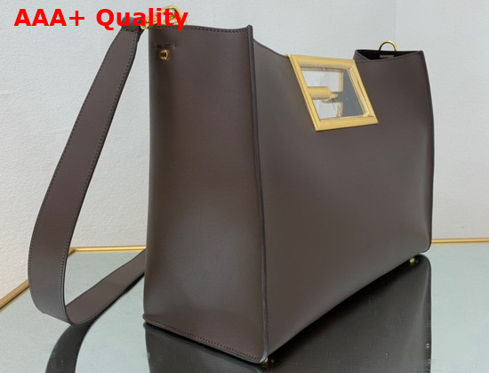 Fendi Way Medium Dark Brown Leather Bag Replica