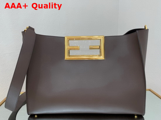 Fendi Way Medium Dark Brown Leather Bag Replica