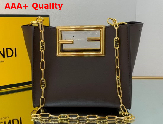 Fendi Way Small Dark Brown Leather Bag Replica