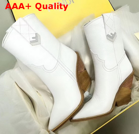 Fendi White Leather Ankle Boots Replica