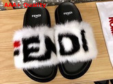 Fendi White Mink Slides Replica