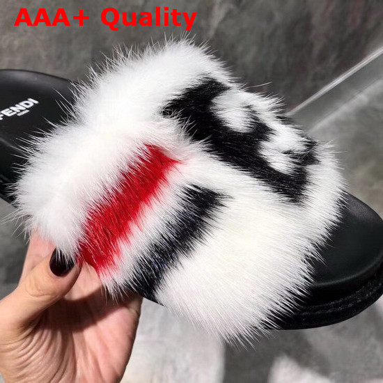 Fendi White Mink Slides Replica