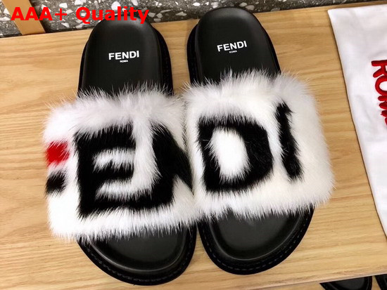 Fendi White Mink Slides Replica