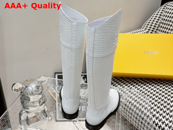 Fendi Women Boots in White Crocodile Embossed Calfskin Replica