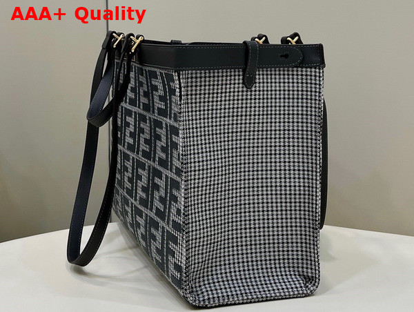 Fendi X Tote Gray Houndstooth Wool Shopper with FF Embroidery Replica