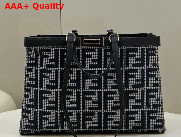 Fendi X Tote Gray Houndstooth Wool Shopper with FF Embroidery Replica