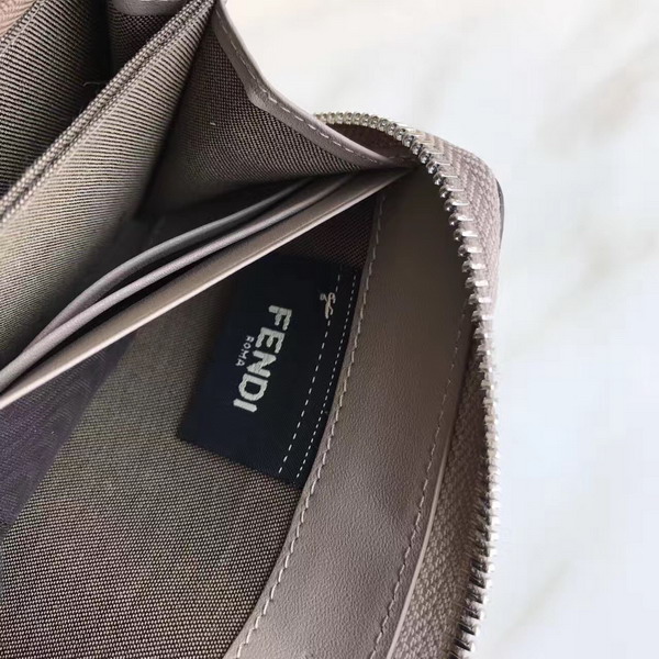 Fendi Zip Around Wallet in Dove Grey Calfskin Leather For Sale