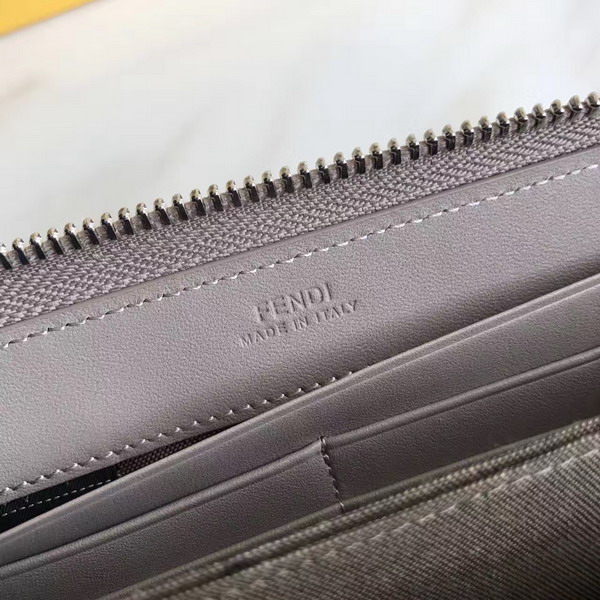 Fendi Zip Around Wallet in Dove Grey Calfskin Leather For Sale