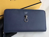 Fendi Zip Around Wallet in Midnight Blue Calfskin Leather For Sale