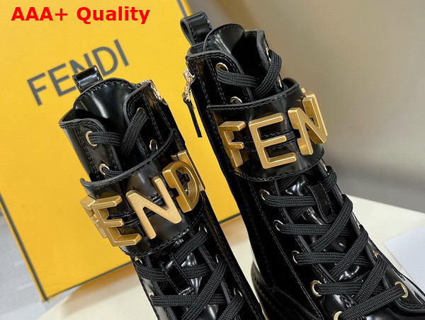 Fendigraphy Biker Boots in Black Leather Replica