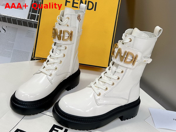 Fendigraphy Biker Boots in White Leather Replica