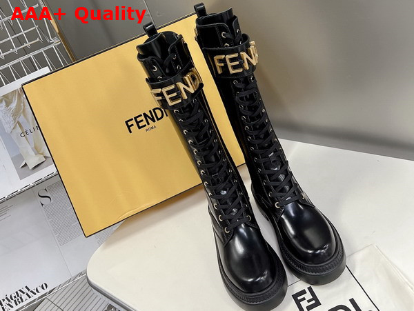 Fendigraphy Boots in Black Leather Replica