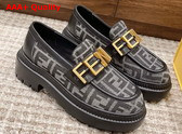 Fendigraphy Loafers in Black FF Fabric Replica