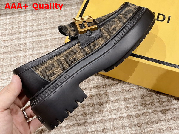 Fendigraphy Loafers in Brown FF Fabric Replica