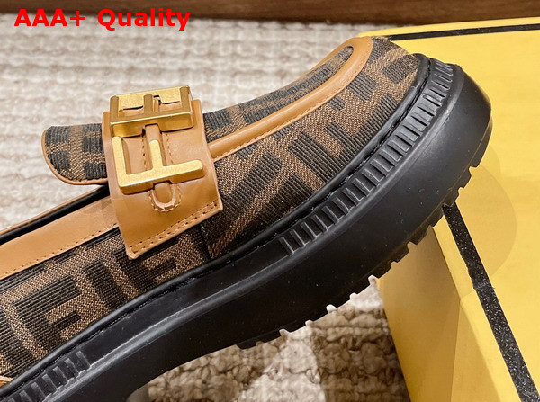 Fendigraphy Loafers in Light Brown FF Fabric Replica