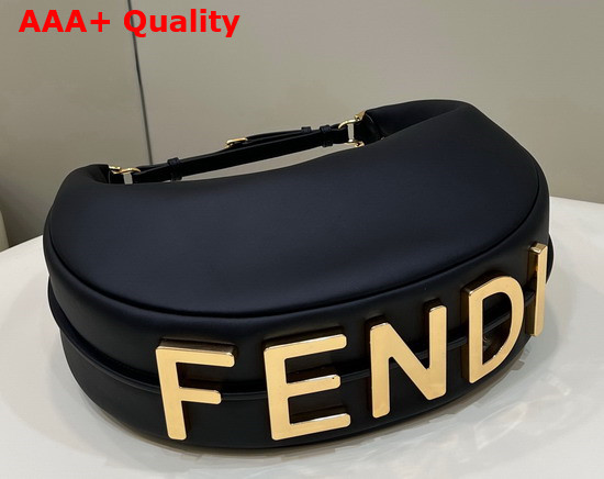 Fendigraphy Medium Leather Bag in Black Leather Replica