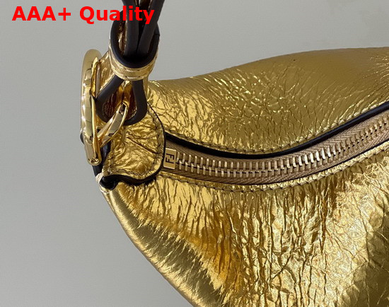 Fendigraphy Medium Leather Bag in Gold Laminated Leather Replica