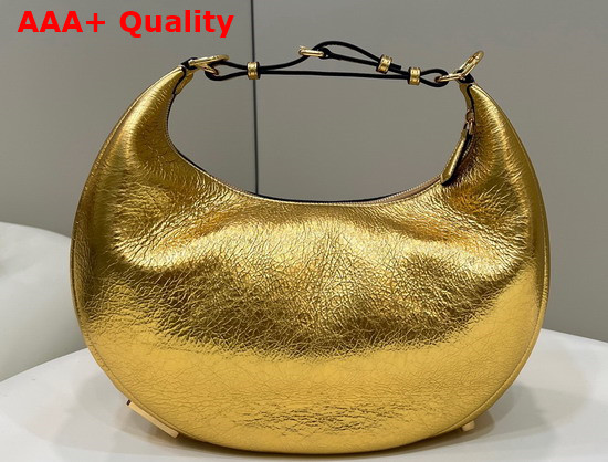 Fendigraphy Medium Leather Bag in Gold Laminated Leather Replica