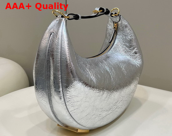 Fendigraphy Medium Leather Bag in Silver Laminated Leather Replica