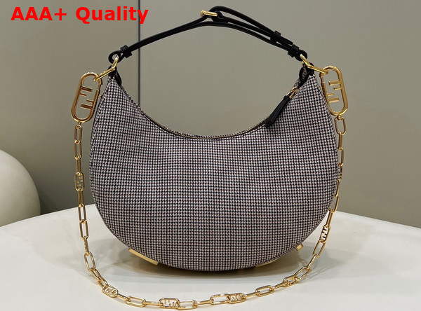 Fendigraphy Small Grey Houndstooth Wool Bag Replica