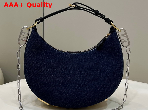 Fendigraphy Small Hobo Bag in Blue Denim Replica