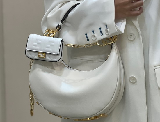 Fendigraphy Small White Leather Bag Replica