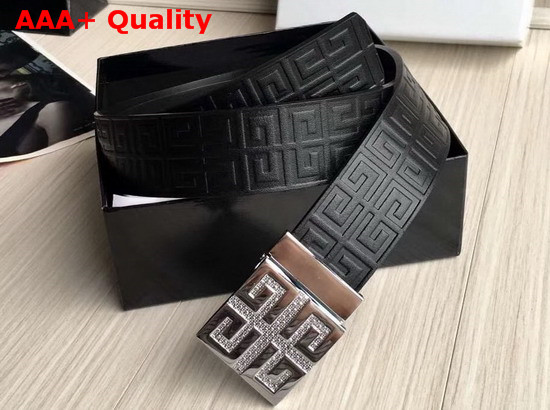 Givenchy 4G Buckle Belt in Black Embossed Leather Replica