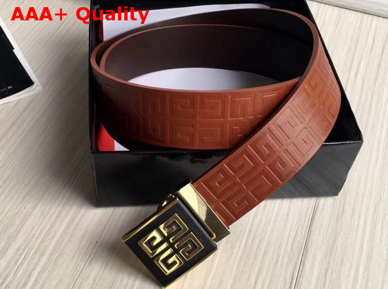 Givenchy 4G Buckle Belt in Brown 4G Embossed Leather Replica