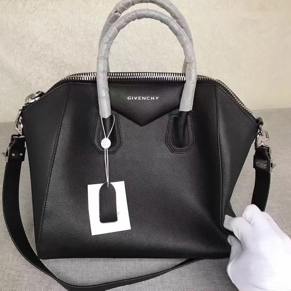 Givenchy Big Antigona Bag in Black Goatskin Silver Hardware For Sale