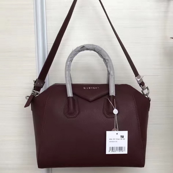 Givenchy Big Antigona Bag in Bordeaux Goatskin Silver Hardware For Sale