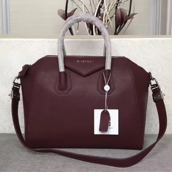 Givenchy Big Antigona Bag in Bordeaux Goatskin Silver Hardware For Sale