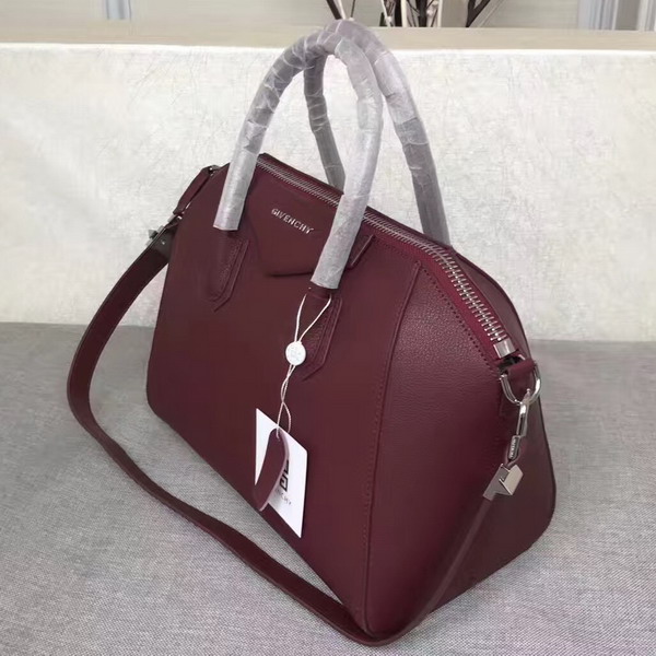 Givenchy Big Antigona Bag in Bordeaux Goatskin Silver Hardware For Sale