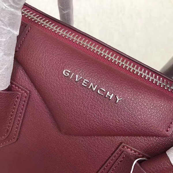 Givenchy Big Antigona Bag in Bordeaux Goatskin Silver Hardware For Sale